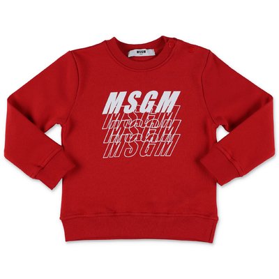 MSGM logo red cotton sweatshirt