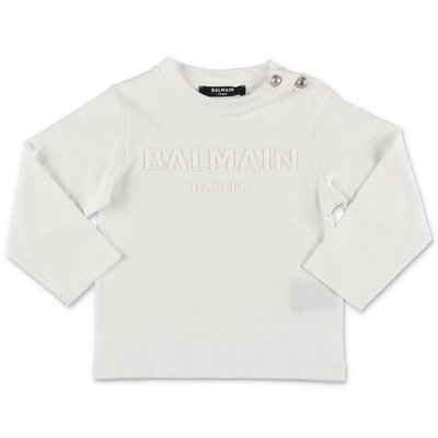 Balmain white logo detail cotton jersey t-shirt