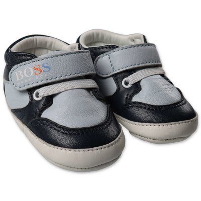 Hugo Boss logo blue leather pre walker shoes