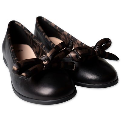 FENDI black nappa ballerinas