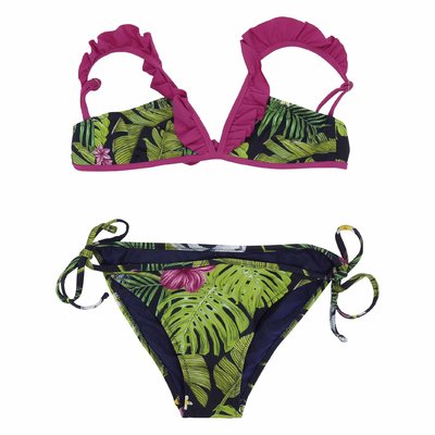Jungle print lycra two piece swimsuit