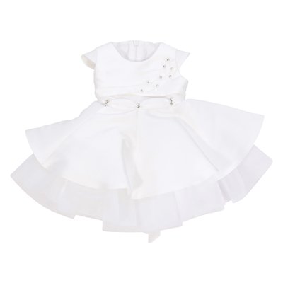 White satin formal dress with crystals