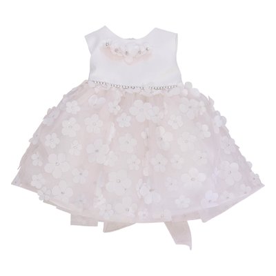 White satin tulle embroidery formal dress